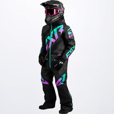 Child/Youth CX Monosuit 2022 - Black Camo/Mint-Electric Pink Fade